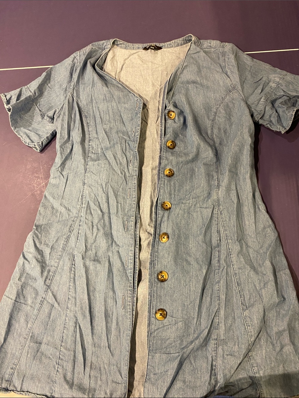 George Light Blue Short-Sleeve Denim Button Coat